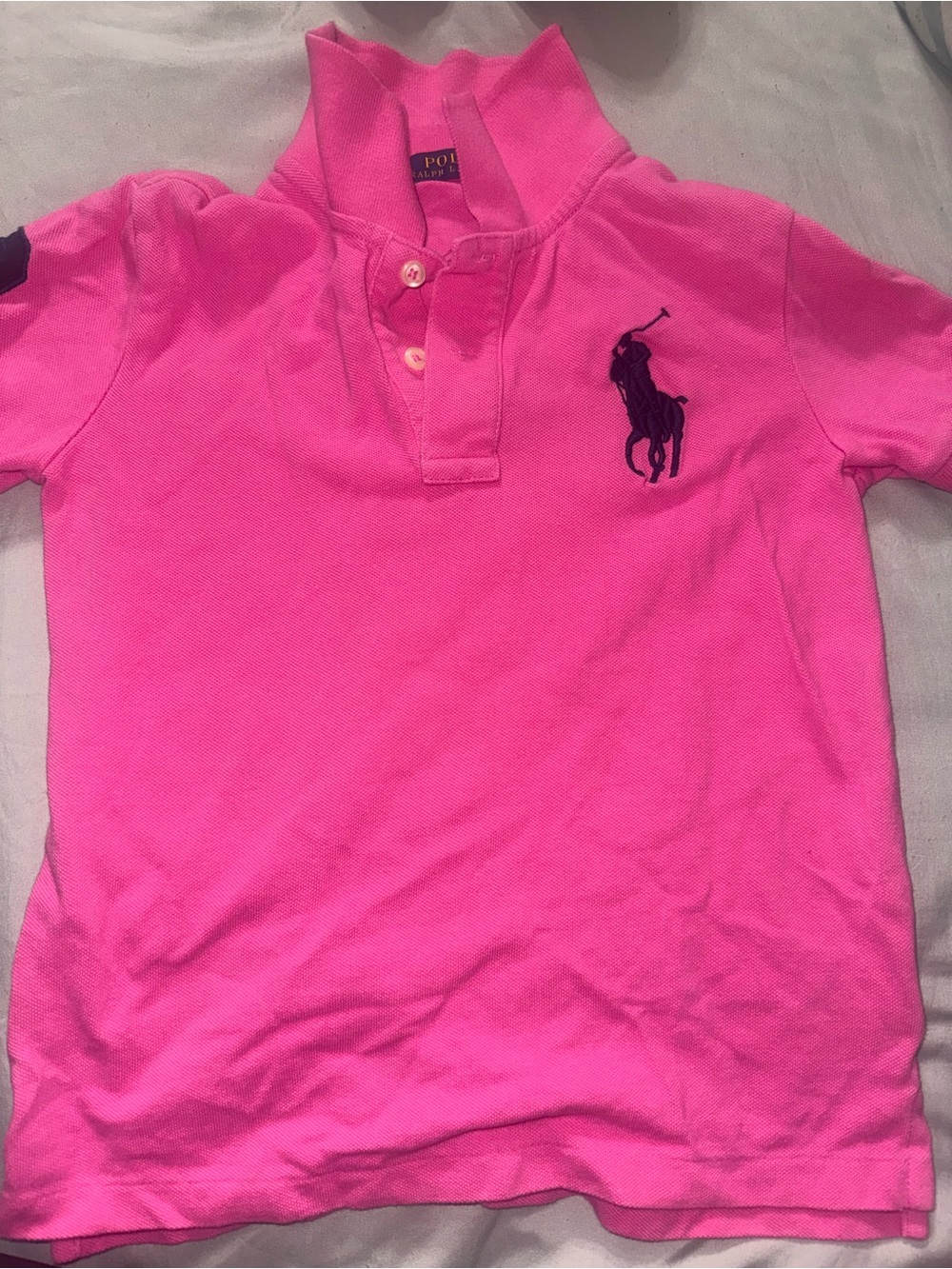 Ralph Lauren Kids Hot Pink Polo with Navy Pony